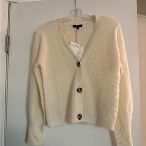 Quince Baby Alpaca Cardigan NWT Ivory Ribbed Button Front
Sweater Size S